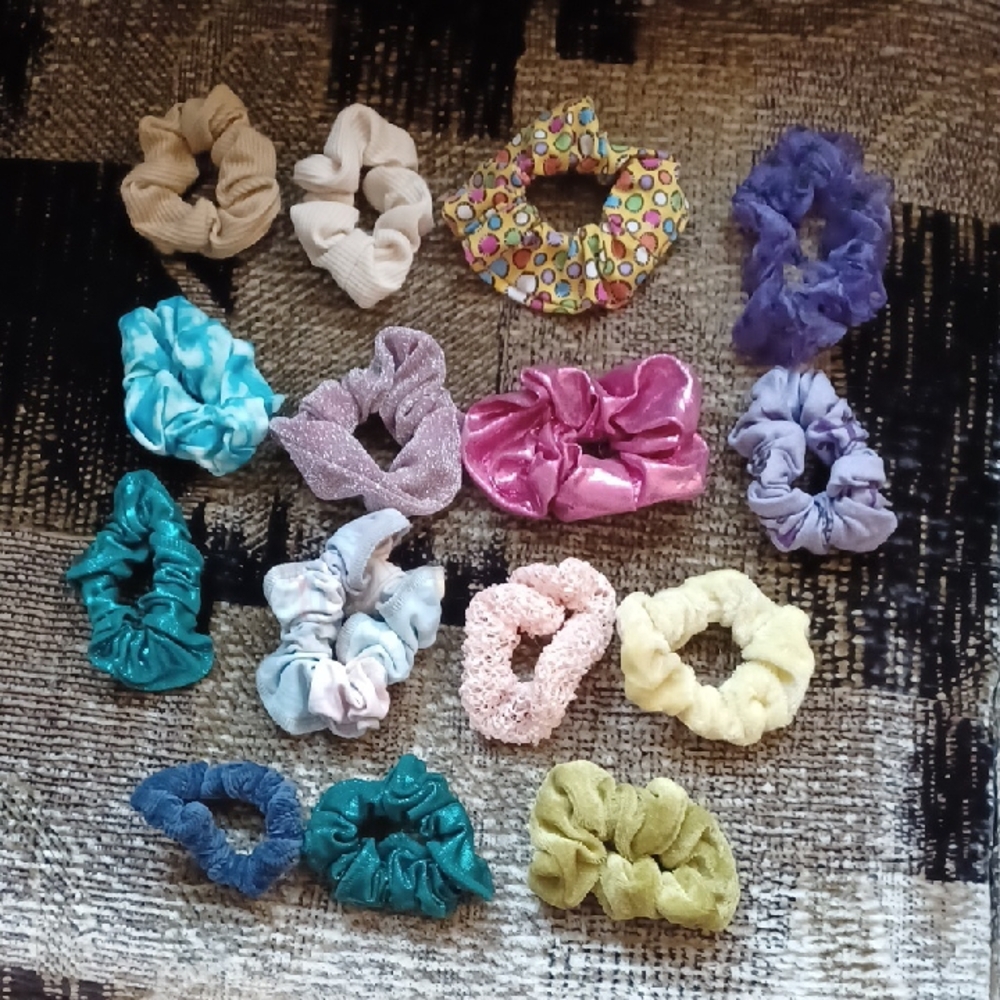 4/$30 Colourful Scrunchies - Set Of 15